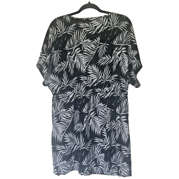 Mario Serrani Italy Womens Swim Coverup L Tropical Black White Quality V-Neck - Picture 2 of 8